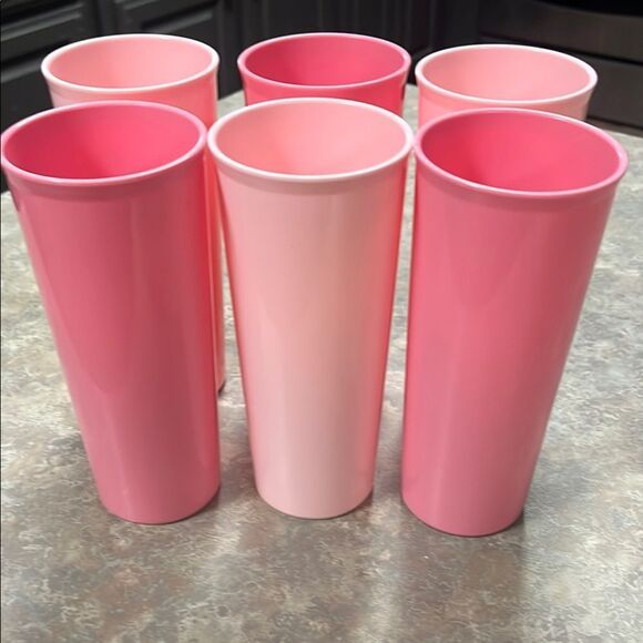 Set of Six Pink Tumblers - Picture 1 of 3